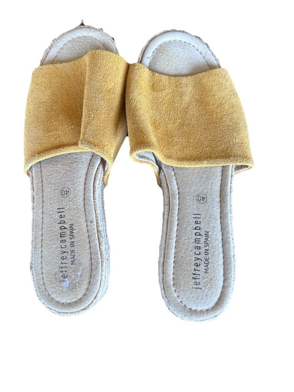 Jeffrey Campbell Yellow Suede Leather Platform Mule Sandal Size 40 US 9/9.5
